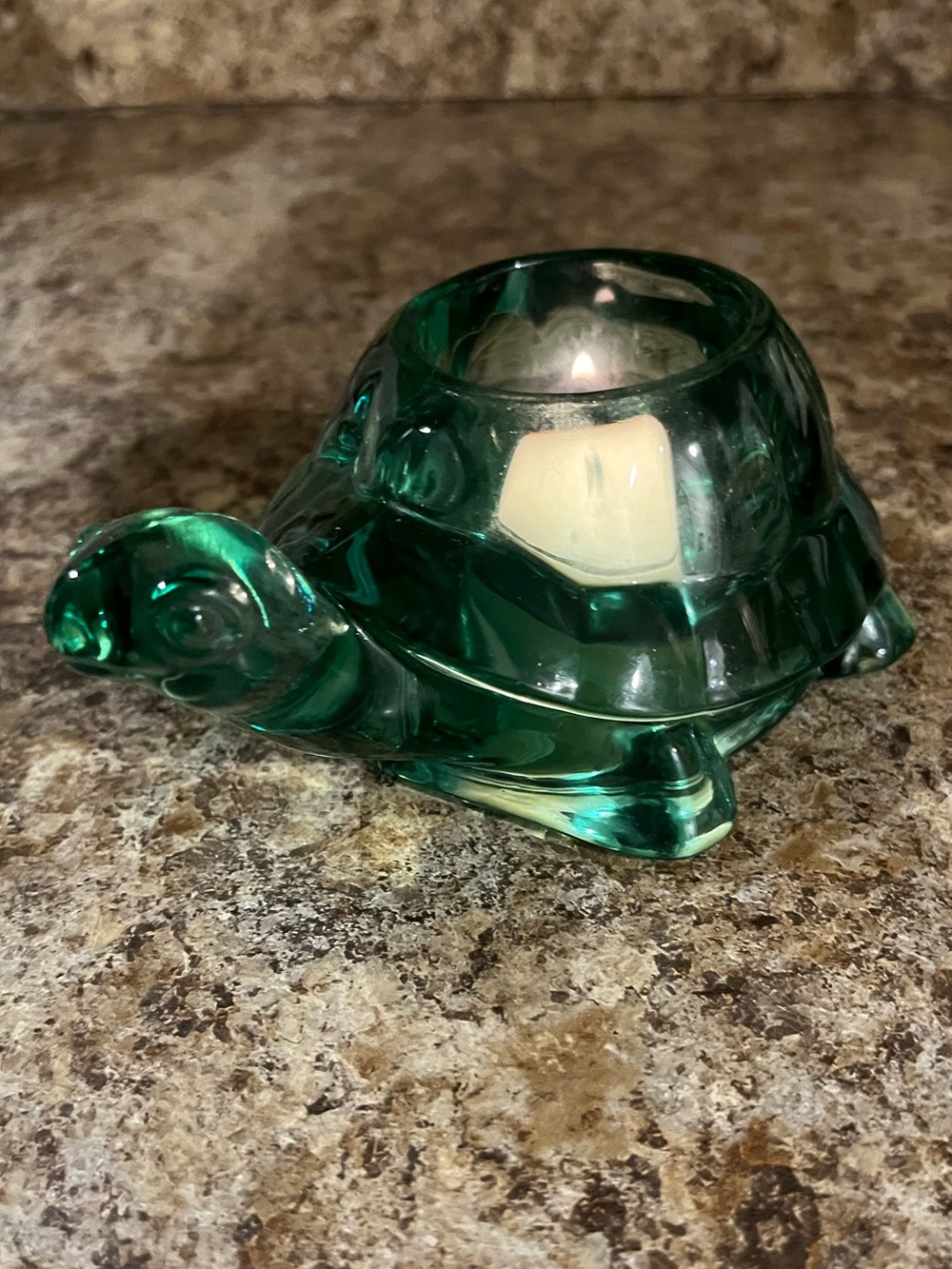 Green Glass Turtle Tealight Candle Holder - Picture 3 of 15